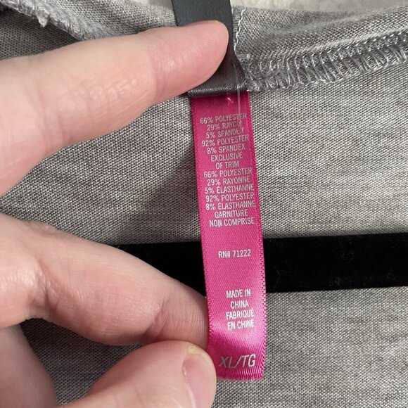 Vince Camuto Women XL Heather Grey Velour Mixed Media V-Neck Ivy Hoodie NWT - Picture 7 of 11